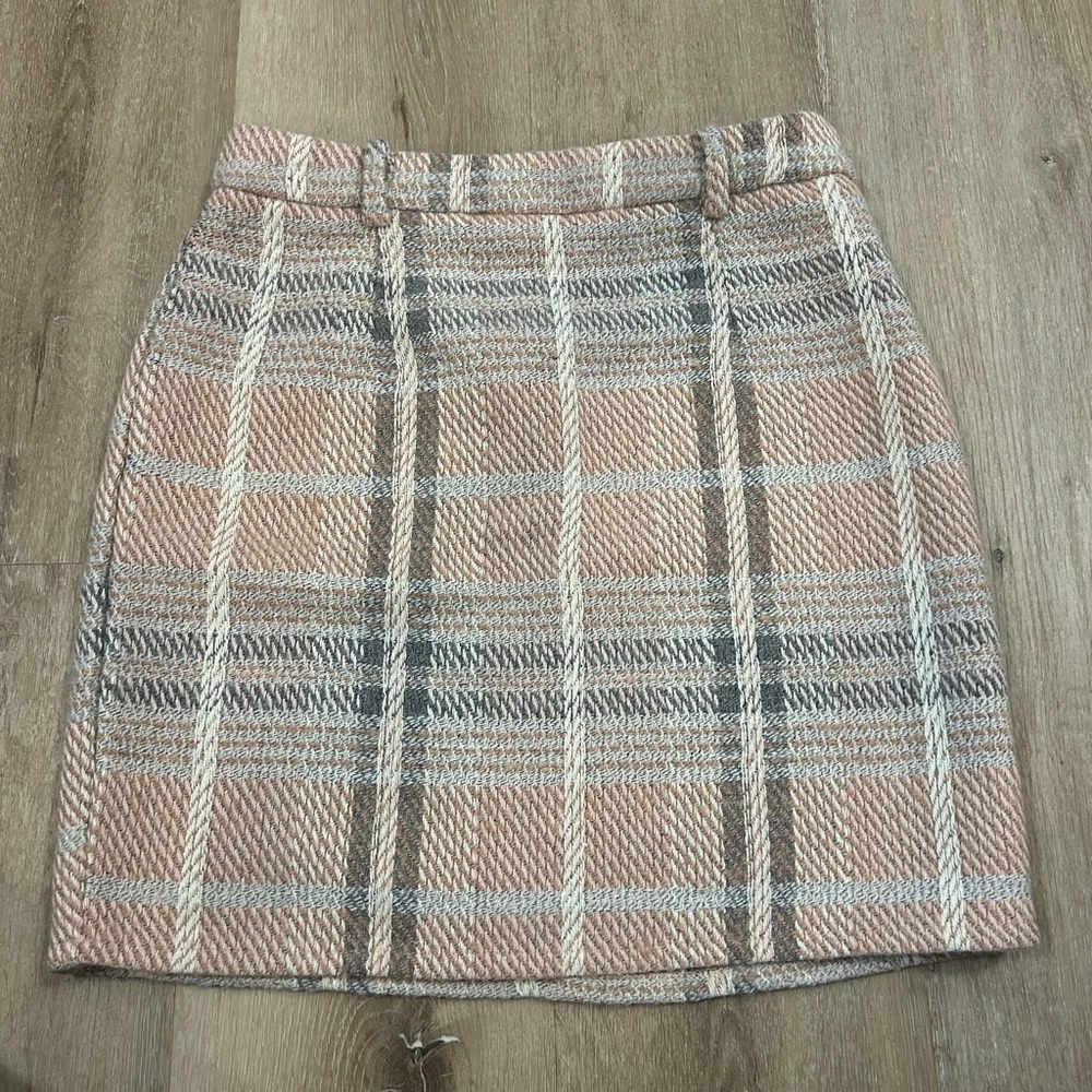 Simplee Pink Plaid Sweater Skirt